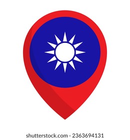 Taiwan flag map pin icon. Taiwan Travel. Vector.