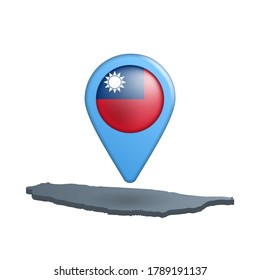 Taiwan flag map pin on white