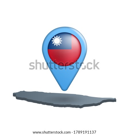 Taiwan flag map pin on white