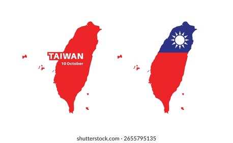  taiwan flag and map set. taiwan flag in official colors and proportions., map
