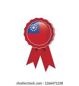Taiwan flag medal vector design.  Realistic 3D red color