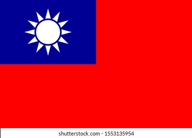 Taiwan flag. Official colors. Correct proportion. Vector illustration