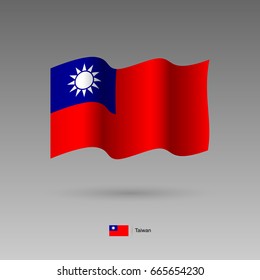 Taiwan flag. Official colors and proportion correctly. High detailed vector illustration. 3d and isometry. EPS10
