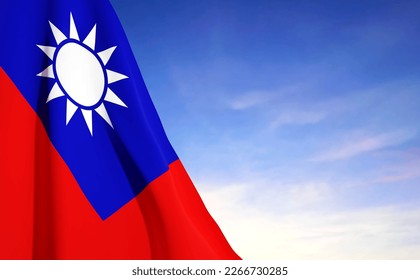 Taiwan flag on background of sky. EPS10 vector