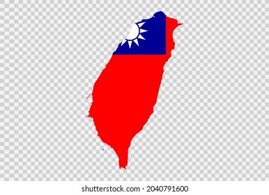 Taiwan flag on map isolated  on png or transparent  background,Symbol of Taiwan,template for banner,advertising, commercial,vector illustration, top gold medal sport winner country