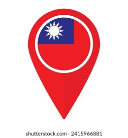Aislada la bandera de Taiwán en el icono del mapa de puntos de referencia. Bandera de Taiwán