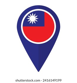 Aislada la bandera de Taiwán en el icono del mapa de puntos de referencia. Bandera de Taiwán