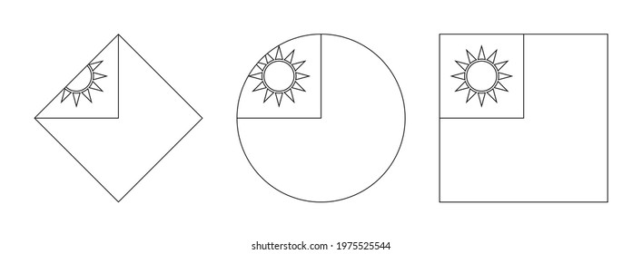 taiwan flag outline set, isolated on white background