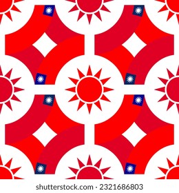 taiwan flag pattern. tracery design. red sun background. vector illustration
