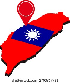 Silueta de ubicación de mapa de pin de bandera de Taiwán