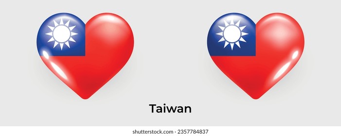 Taiwan flag realistic glas heart icon vector illustration