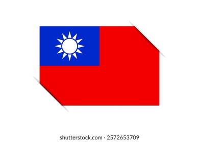 Taiwan flag - rectangle colorful flag representing a country cultural identity and heritage. The essence of national pride and unity. Attached by the corners in a paper album