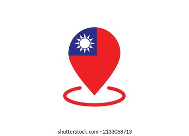 Taiwan flag, Republic of China national emblem. Taiwanese nation symbol.