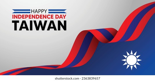 Taiwan flag ribbon independence day poster vector illustration