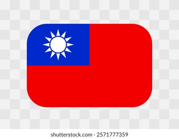 Taiwan flag - rounded rectangle colorful flag representing a country cultural identity and heritage. The essence of national pride and unity. Vector flag on transparent background.