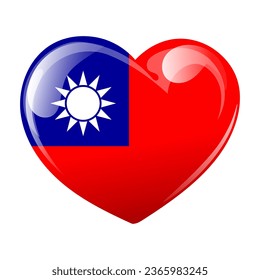 Taiwan Flagge in Form eines Herzens. Helles Herz mit Taiwan Flagge. 3D-Illustration, Vektorgrafik