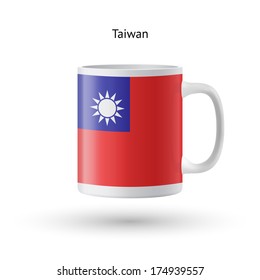 Taiwan flag souvenir mug isolated on white background. Vector illustration.