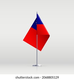 Taiwan flag state symbol isolated on background national banner. Greeting card National Independence Day of the republic of China. Illustration banner with realistic state flag of ROC.