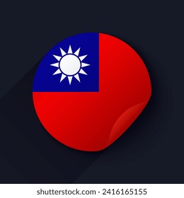 Taiwan Flag Sticker Vector Illustration