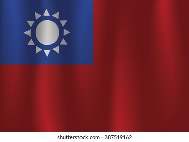 Taiwan flag, three dimensional render, satin texture