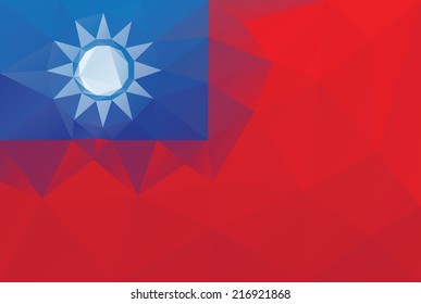 Taiwan flag - triangular polygonal vector pattern