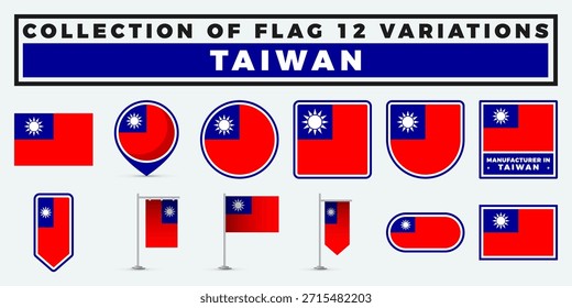 Taiwan Flag Variations. A Collection of 12 Unique Designs