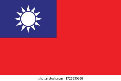 Taiwan flag vector graphic. Rectangle Taiwanese flag illustration. Taiwan country flag is a symbol of freedom, patriotism and independence.