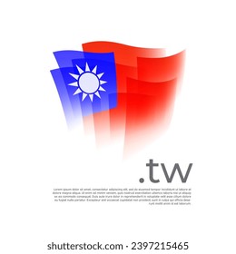 Taiwan-Flagge. Vektor stylisiertes Design-nationales Poster auf weißem Hintergrund. Taiwanesische Fahne mit abstrakten Pinselstrichen mit zwei Bereichen, Platz für Text. Staatliches patriotisches Banner von Taiwan