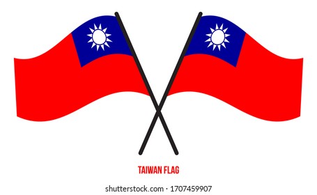 Taiwan Flag Waving Vector Illustration on White Background. Taiwan National Flag.