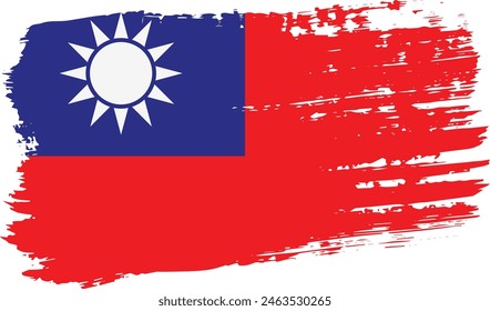 Taiwan-Flagge, breiter Pinselstrich auf durchsichtigem Hintergrund, Vektorgrafik.