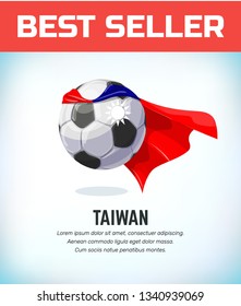 Taiwan football or soccer ball. Football national team. Vector illustration.