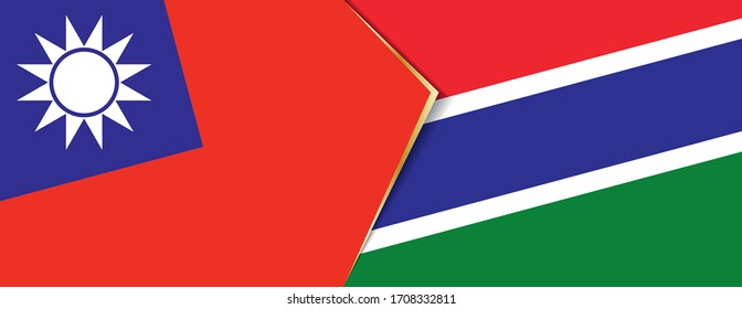 Taiwan and Gambia flags, two vector flags symbol of relationship or confrontation.