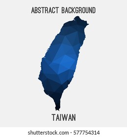 Taiwan in geometric polygonal style.Abstract tessellation,modern design background. Vector illustration