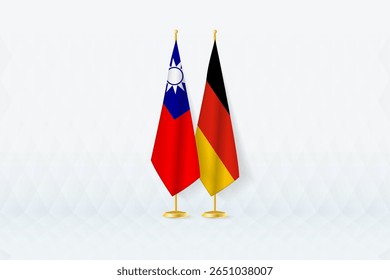 Taiwan and Germany Flags Side by Side, Symbol of International Partnership. Illustration symbolizes diplomacy, partnership, and international cooperation between the two nations.
