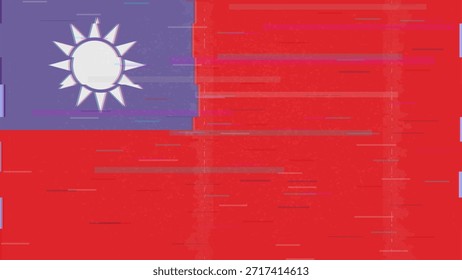 Vector Video de bandera de falla de Taiwán, distorsión dividida RGB, ilustración de marco abstracto digital