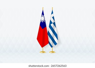 Símbolo da Parceria Internacional - Bandeiras de Taiwan e da Grécia. A ilustração simboliza diplomacia, parceria e cooperação internacional entre as duas nações.