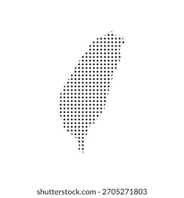 Taiwan halftone map vector with dotted island silhouette, black dot pattern outline, modern clean geographic abstract design for posters, prints, education, and infographics