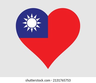 Taiwan Heart Flag. Taiwanese Love Shape Country Nation National Flag. Republic of China Banner Icon Sign Symbol. EPS Vector Illustration.
