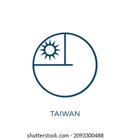 taiwan icon. Thin linear taiwan outline icon isolated on white background. Line vector taiwan sign, symbol for web and mobile