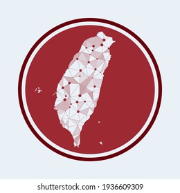 Taiwan-Symbol. Trendy Tech Logo des Landes. Geometrisches Runddesign mit Maschenöffnungen. Technologie, Internet, Netzwerk, Telekommunikationskonzept. Vektorgrafik.