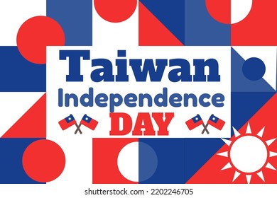 Taiwan independence day 10th double tenth October with taiwan flag symbol of patriotism and nationalism. vector flat design illustration feed social media background