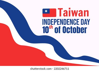 Día de la independencia de Taiwán 10 doble décimo de octubre con la bandera taiwanesa símbolo de patriotismo y nacionalismo. ilustración de diseño plano vectorial fuente de información de medios sociales