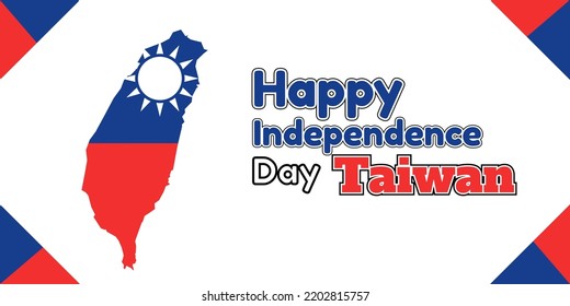 Taiwan independence day 10th double tenth October with taiwan flag symbol of patriotism and nationalism. vector flat design illustration feed social media background