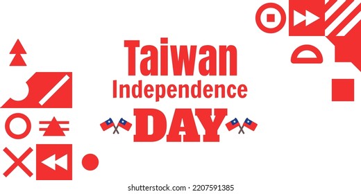 Taiwan independence day 10th double tenth October with taiwan flag symbol of patriotism and nationalism. vector flat design illustration feed social media background