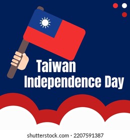 Día de la independencia de Taiwán 10 doble décimo de octubre con la bandera taiwanesa símbolo de patriotismo y nacionalismo. ilustración de diseño plano vectorial fuente de información de medios sociales