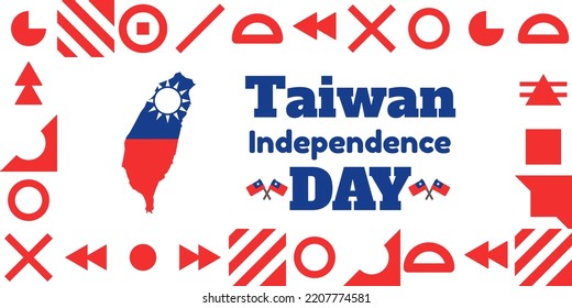 Taiwan independence day 10th double tenth October with taiwan flag symbol of patriotism and nationalism. vector flat design illustration feed social media background