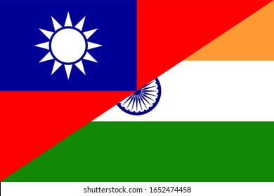 taiwan and india flag. vector background