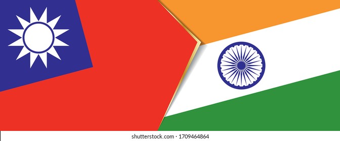 Taiwan and India flags, two vector flags symbol of relationship or confrontation.
