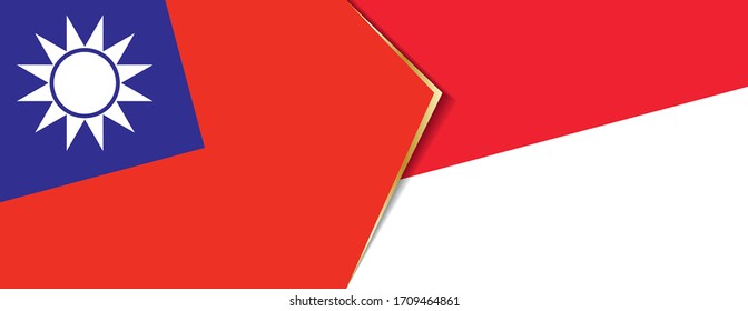Taiwan und Indonesien Flaggen, zwei Vektorillustrationen Flaggen Symbol für Beziehung oder Konfrontation.