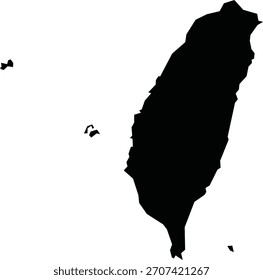 Taiwan Isolated Map Silhouette Editable Vector